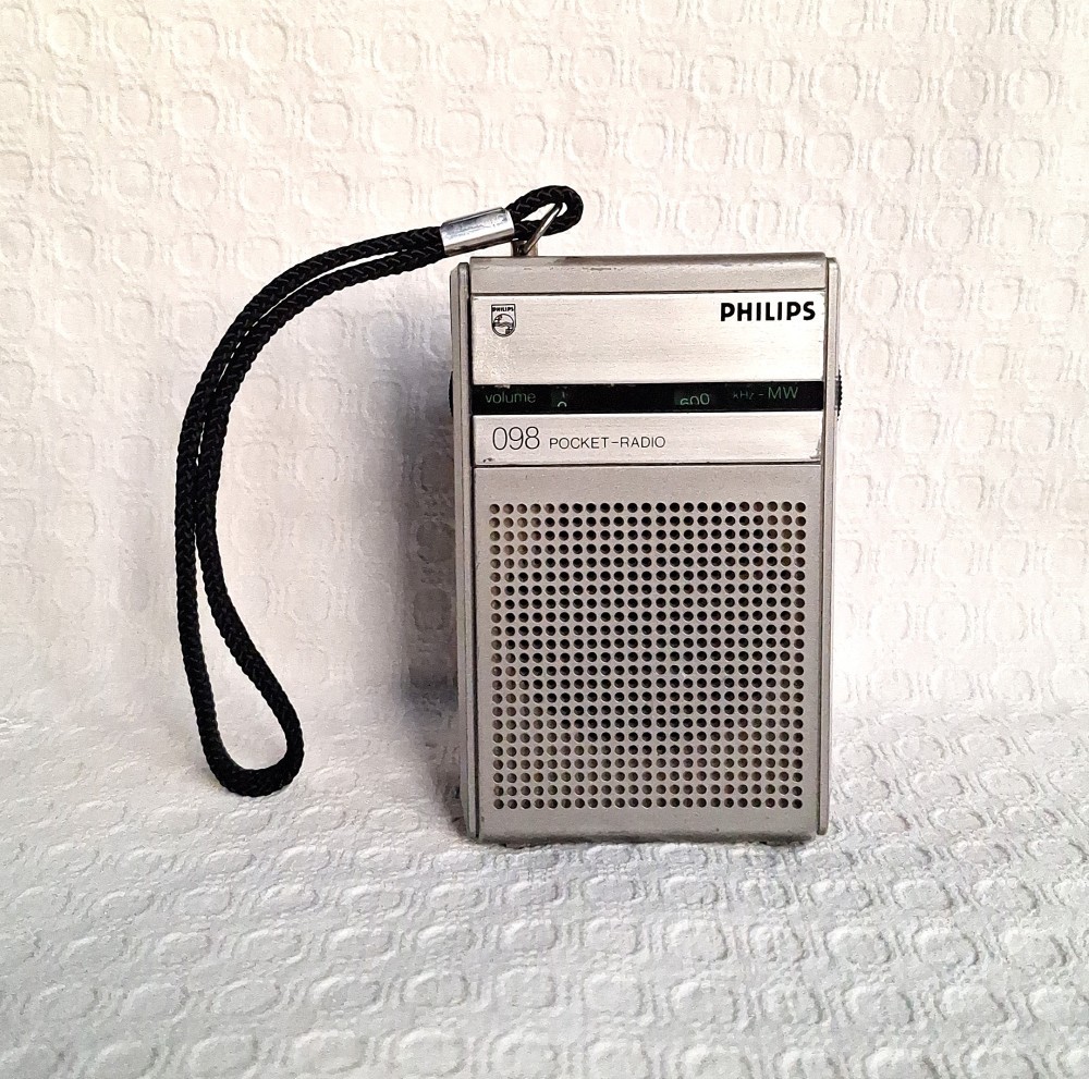 Radio Portabil Philips 90AL098/00, Anii '70, Negru/Alb/Gri, AUX
