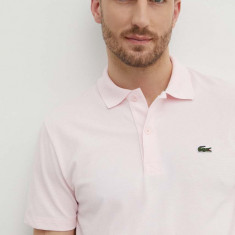 Lacoste tricou polo barbati, culoarea roz, neted