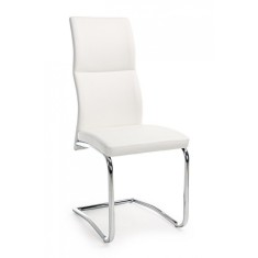 Scaun cu cadru din crom argintiu si tapiterie piele ecologica alba Thelma 44 cm x 58 cm x 104 cm x 47 h1