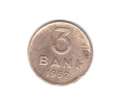 Moneda 3 bani 1952, stare precara foto