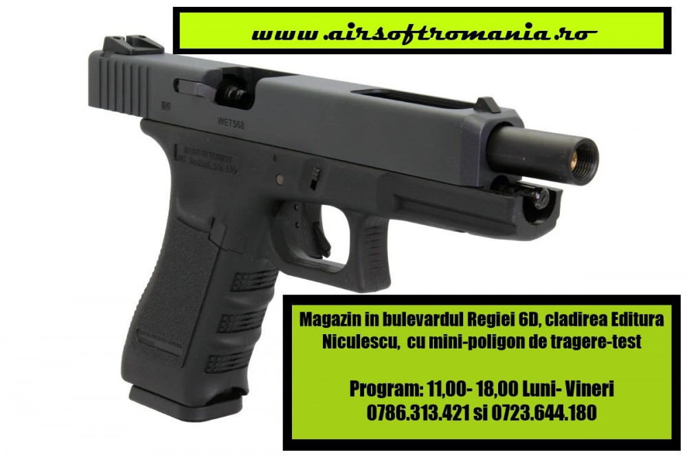 Pistol Glock 34 WE semi auto airsoft BlowBack green gaz | arhiva Okazii.ro