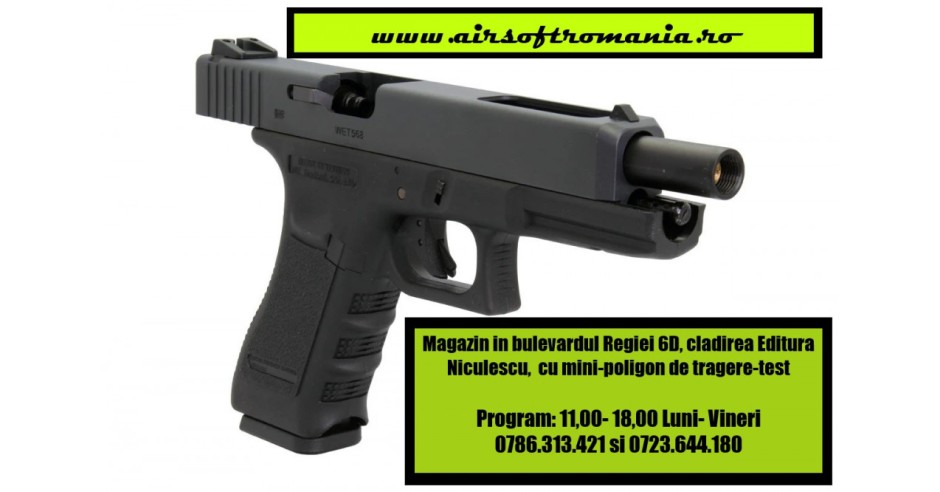 Pistol Glock 34 WE semi auto airsoft BlowBack green gaz | arhiva Okazii.ro