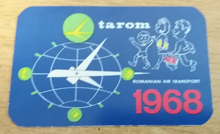 C9 2 - 1968 - Calendar de buzunar - aviatie - reclama TAROM