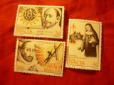 Serie Malta 1991 - Personalitati Religioase , 3 valori, Nestampilat