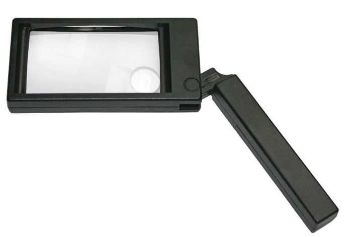 Lupa cu maner pivotant lumina LED si marire de 2x si 6x