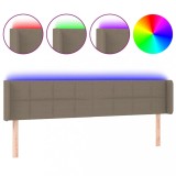 Cumpara ieftin Tablie de pat cu LED, gri taupe, 183x16x78/88 cm, textil