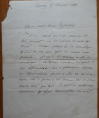 Scrisoare olografa Dimitrie Sturdza, Cernauti, 1850, cu transcrierea ei