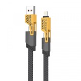 Cablu Date si Incarcare USB-A / USB-C - Lightning / microUSB Sendem M84 2in1, 65W, 1m, Galben, Apple