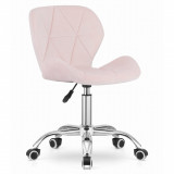 Scaun birou Leobert Artool Avola, rotativ, catifea roz, 46.5x55x86.5 cm, ergonomic, reglabil, metal/cauciuc, max 120 kg