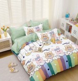 Cumpara ieftin Lenjerie Pat Hook Fx017, Bumbac, 4 Piese, Fara Elastic, Alb, Imprimeu, Verde