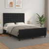 VidaXL Cadru de pat cu tăblie, negru, 140x190 cm, piele ecologică