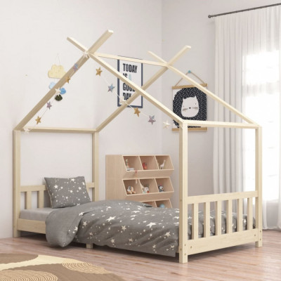 vidaXL Cadru de pat pentru copii, 90 x 200 cm, lemn masiv de pin foto