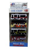 Set 4 Mini Autobuze Metalice Die-Cast, Ambulanta, Autobuz Scolar, Politie, FIFA World Cup, 8cm, Colectie/Joaca, 3 ani+