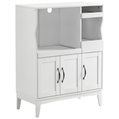 HOMCOM Bufet de Bucătărie cu 2 Dulapuri, Sertar și Rafturi Extensibile pentru Cuptor cu Microunde, 84x39x109 cm, Alb | Aosom Romania