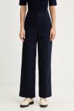 United Colors of Benetton pantaloni culoarea bleumarin, drept, high waist, 4X8MDF07F