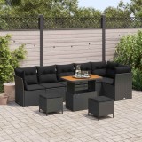 Cumpara ieftin Set de canapele pentru gradina 9 buc. 6-Numar de locuri Negru