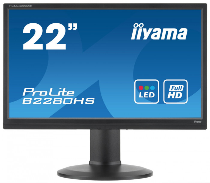 Monitor Second Hand Iiyama B2280HS, 22 Inch Full HD LED, VGA, DVI, Display Port NewTechnology Media