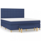 Cumpara ieftin Pat continental cu saltea, albastru, 160x200cm, material textil