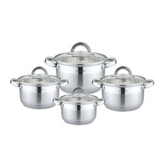 Set oale Platinum Collection, 2.1-5.1 l, 16-22 cm, 8 piese, inox, capac sticla, Argintiu