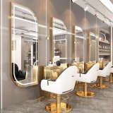 Consolă pentru coafură, frizerie și cosmetică, cu oglindă LED 170x70 PRO, finisaj Auriu