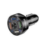 Cumpara ieftin Incarcator auto USB cu lumina LED, 3A, QC3.0, 4 porturi USB, Incarcare rapida, Negru