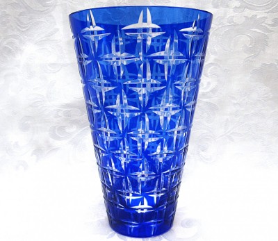 VAZA CRISTAL COLORAT CRISTAL CU COBALT 18 CM foto