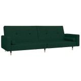 Cumpara ieftin Canapea extensibila cu 2 locuri, 2 perne, verde inchis catifea