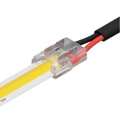 Conector clampdown pentru banda LED monocrom 8mm, conexiune banda la fire, transparent