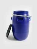 Bidon 60 litri, cu cerc metalic si manere, Plastic Albastru
