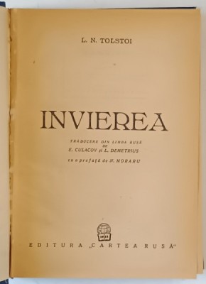 INVIEREA de L. N. TOLSTOI , 1951 *EXEMPLAR RELEGAT foto