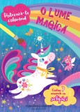 O lume magica. Carte de colorat cu 7 acuarele cu sclipici - Flamingo Junior