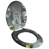 Scaun de toaletă cu capac din MDF, design din porțelan, vidaXL