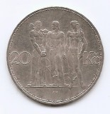 Cehoslovacia 20 Koruny 1933 - Argint, 34 mm, KM-17