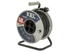 Prelungitor alimentare KEL 3x1,5mm2 bobinat cu 4 prize PVC negru