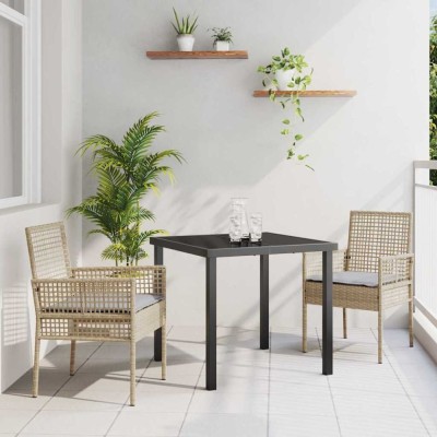 vidaXL Set de masă pentru grădină cu pernă 3 pcs Bej Rattan poli 3379884 foto