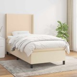 Cumpara ieftin Pat box spring cu saltea, crem, 90x200 cm, textil