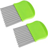 Set 2 feliatoare de legume ondulate Sinzau, 14 x 9.5 cm, inox, plastic, verde, argintiu