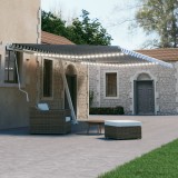 VidaXL Copertină retractabilă manual cu LED albastru și alb 600x300 cm