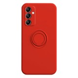 Husa telefon cu inel samsung galaxy a54, interior cu piele alcantara, suport inel rotativ cu magnet auto, rosu