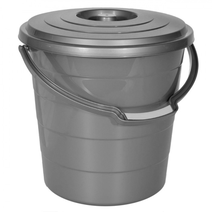 Coș Gunoi Plastic, Model Rotund, Culoare Gri, Capacitate 20L, M&acirc;ner Detasabil