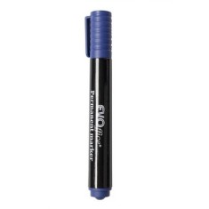 Marker Permanent EVOffice cu Varf Tesit, Culoarea Albastru - Instrumente de Scris foto