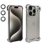 Husa metalica compatibila cu iphone 15 pro max, protectie pentru colturile telefonului si camera, lentile pentru obiective, aliaj, antisoc, antizgarie, Flippy