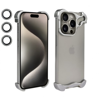 Husa metalica compatibila cu iphone 15 pro max, protectie pentru colturile telefonului si camera, lentile pentru obiective, aliaj, antisoc, antizgarie foto