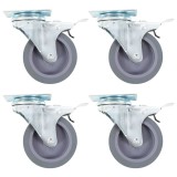Cumpara ieftin Roti pivotante cu frane duble, 4 buc., 75 mm