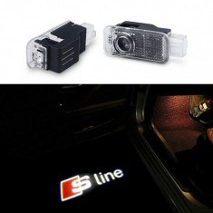 Set 2 Holograme LED cu LOGO AUDI S line pentru Portiere