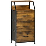 HOMCOM Comodă cu 3 sertare din material textil detasabile si 2 rafturi, 44 x 29 x 92 cm, lemn si metal | Aosom Romania