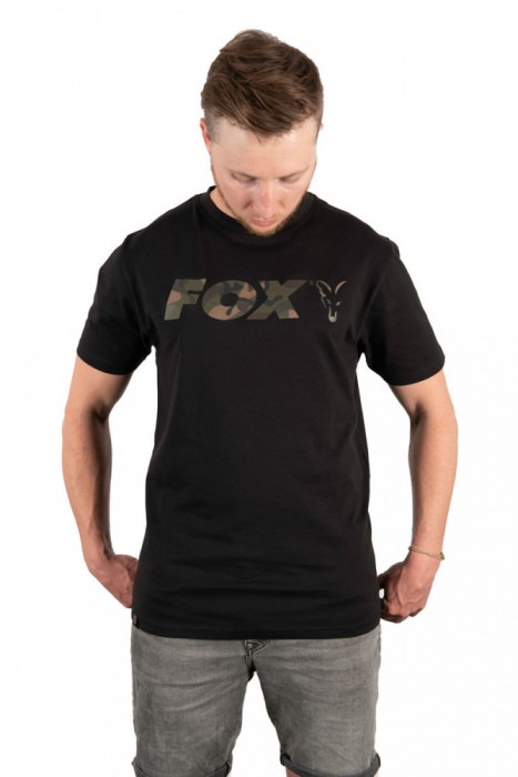 Fox Black/Camo Chest Print T-Shirt Medium