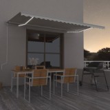 vidaXL Copertină automată cu senzor v&acirc;nt &amp; LED, crem, 500x300 cm