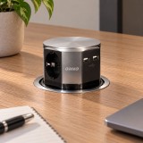 ORNO prelungitor pop-up incastrat, 3 prize + 2 USB, negru-gri