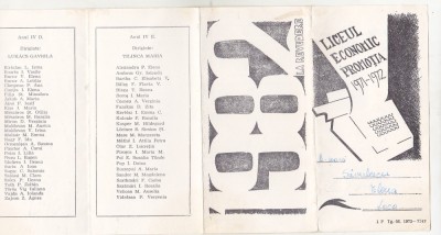 bnk div Liceul Economic Targu Mures - pliant revedere 1972- 1982 foto